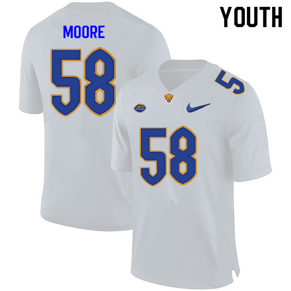 Youth #58 Terrence Moore Pitt Panthers College Football Jerseys Sale-White